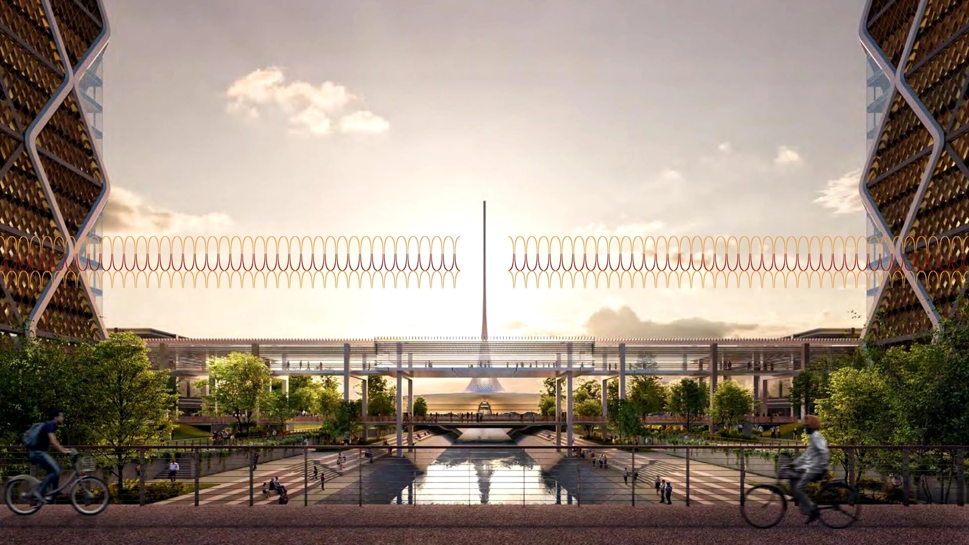 Aerial view of Amaravati capital city development along Krishna River showing planned infrastructure, green spaces, and modern urban design in Andhra Pradesh